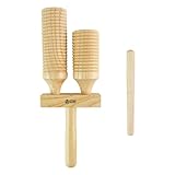 A-Star Two Tone Double Wood Block Agogo Guiro Scraper mit Holzschlägel, Percussion-Rhythmusblock