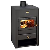 Prity Holzofen Kamin K2, 10 kW, Schwarz, Holz, Stahl, Freistehend, Direkte Entlüftung, A, ca. 57 m²