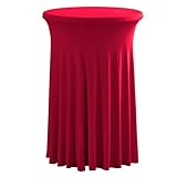 HGFVNFVKHA Party-Ballsaal-Tischrock mit Gewelltem Rock, Moderne Schlichtheit, Runde Tischröcke aus Polyester, für Hochzeiten, Partys, Bankette und Geburtstagsfeiern(Red,60cm/23.6in)