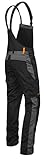 strongAnt Latzhose Herren Stretch Arbeitshose Arbeitslatzhose mit Kniepolstertaschen - Größe: 50, Farbe: Schwarz-Grau