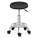 Bonnlo Bürohocker, Hocker mit Rädern, 360° drehbar, höhenverstellbar für Nagelstudio, Schönheitssalon, Spas und Büros (Schwarz)