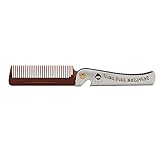 Quystetes 1 x brauner Taschenkamm für Herren, PP-Zähne, Entwirrung, Haar- und Bartkamm, Metallgriff, faltbarer Schnurrbartkamm
