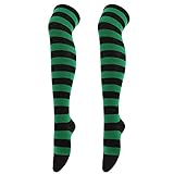 Gsheocm Overknee-Socken für Damen und Mädchen, japanischer Stil, gestreift, bedruckt, Oberschenkelhohe Strümpfe, Anime, Cosplay, Urlaub, Party, Strumpfwaren Weihnachtssocken Damen