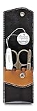 nippes Solingen Premium Line Maniküre Set Seam, 3-teilig, Edelstahl rost- und nickelfrei, Rindsleder-Etui mit Druckknopf, Schwarz/Braun, Nagelpflege Set, Made in Germany