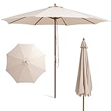 COSTWAY Sonnenschirm 300 cm, Gartenschirm aus Holz, Balkonschirm, Terrassenschirm, Marktschirm für Garten, Balkon, Terrasse, Pool, Beige