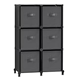 SONGMICS Würfelregal mit 6 Boxen, Regalsystem, Aufbewahrungsregal mit 6 Würfeln, DIY, erweiterbar, platzsparend, Schlafzimmer, tintenschwarz-Taubengrau LPC062B01