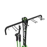 Skihalterung N3 Wand Skihalter für 4 Paare 83 cm Nordic Walking Trekking Stöcke Skiträger Hakenleiste mit schützender Gummierung zur platzsparenden Aufbewahrung