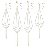 flintronic 4er Set Makramee Blumenampel, Baumwollseil Hängeampel Hängetopf für Pflanzen mit 4 pcs Metallhaken für Innen, Garten, Wohnzimmer，Außen, Balkon, Fenster, Balkone Wanddekoration