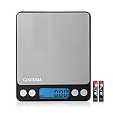 GRIFEMA Küchenwaage Digitale Profi (Hochpräzise 0.05g-500g)- Feinwaage mit LCD Display und 2 Batterien, Briefwaage Abstellautomatik und Tara, Kitchen Scale Klein mit 6 Maßeinheit