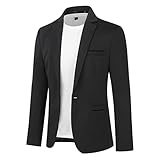 Allthemen Herren Sakko Sportlich Modern Stretch Blazer Männer Slim Fit Freizeit Jackett Business Anzugjacke Schwarz L