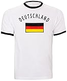 Brubaker Deutschland Shirt Weltmeisterschaft Unisex - WM 2022 T-Shirt für Herren und Damen - Stadion Trikot aus Baumwolle als Fan Geschenk mit Germany Flagge Weiß - Größe M