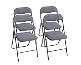 Generisch Klappstuhl 4er Set SAMT COOL GRAU | Eleganter Faltstuhl Gepolstert | Max. 100 kg | Robuster Gästestuhl, Platzsparend & Bodenschonend für Küche, Balkon & Events