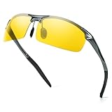 Myiaur Nachtfahrbrille Herren Polarisierte Nachtbrille mit Gelben Gläsern & Blendschutz, Metall Rahmen für Autofahren bei Dunkelheit