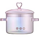 Glastopf mit Deckel süßer mikrowellengeeigneter transparenter Glas-Simmertopf verdickter hitzebeständiger Glastopf für Elektroherde für Suppengetränke Glastopf mit Deckel