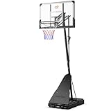GOPLUS Basketballkorb Outdoor verstellbar 150-305cm, mit PC-Rückwand, tragbarer Basketballständer mit Rollen, für Kinder Jugendliche Erwachsene