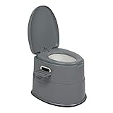 LEADZM Campingtoilette Tragbare Reisetoilette Mobile Toilette für Camping Mit Sitz, Deckel und Toilettenpapier-Halter,für Outdoor Camping,Stau, Zelten,Grau