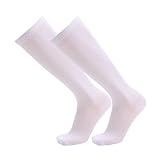 Generisch Ringelsocken Schwarz Männer und Frauen, abgestufte kniehohe für Wade, Bein und Fuß Herren Arbeitssocken (White, XXL)