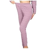 Generisch Thermounterwäsche Damen-Gefütterte Leggings für Damen, gefütterte warme Hosen, hohe Taille, Strumpfhose, hohe Taille, für den Winter, warm (Purple, XL)