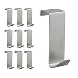 Relaxdays Türhaken, 10er Set, zum Einhängen, Kleiderhaken für Tür & Schrank, Haken für 2 cm Türfalz, Edelstahl, Silber, 10 Stück 10027719