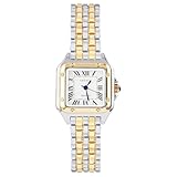 AOOSU Damenuhr Rechteckige, Damen Analog Quarz Uhr mit Metallarmband, Kleine Uhren Damen Einfache Business Klassische Armbanduhr Lässig Quarzuhr Kleideruhr Elegant