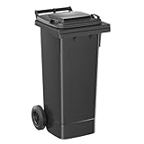 plasteo® 80 Liter Graue Mülltonne Abfalltonne Reststofftonne Müllbehälter Mülleimer Made in Germany Für Straßenstellung Extra Starker Kunststoff Leichte Reinigung UV-beständig