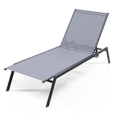 KOMFOTTEU Sonnenliege mit verstellbaren Rückenlehne, Liegestuhl Gartenliege bis 150 kg, Strandliege für Garden, Strand,Pool