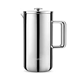 aarke Coffee Press – Premium Kaffeepresse aus Edelstahl im schwedischen Design, Doppelwand-Vakuumisolierung & Auslaufsicherer Ausguss, 8 Tassen