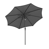 SONGMICS Sonnenschirm 300 cm, UPF 50+, Strandschirm, beidseitig um 30° knickbar, Sonnenschutz, mit Kurbel zum Öffnen/Schließen, für Terrasse, Balkon, Pool, ohne Ständer, grau GPU30GYV1