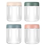 Aphorya 500ml Einmachgläser mit Deckel 4er Set, Leichte Luftdichte Meal Prep Gläser, Stabile Wiederverwendbare Overnight Oats Gläser für Aufbewahrung, Einmachen & Unterwegs