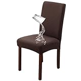 Rautenmuster Stuhlhussen, Wasserdicht Und Elastisch, Geeignet Für Küche, Wohnzimmer Und Schlafzimmer (Kaffeefarbe, 1 Stück)