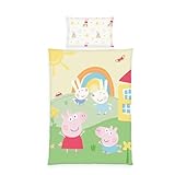 Herding Bettwäsche Peppa Pig, Kopfkissenbezug ca. 40 x 60 cm, Bettbezug ca. 100 x 135 cm, Mit Reißverschluss und Hoteleinschlag, 100% Baumwolle/Renforcé
