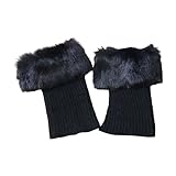 Luckywaqng Baumwollsocken Damen 39-42 Stiefelsocken Paar Wärmer Stiefel Damen Wintermanschetten Topper Bein 2 Plüsch-Stricksocken Schwarze Strümpfe Damen (Black, One Size)
