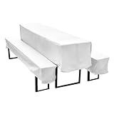 etérea Biertisch Hussen Set 3-teilig Tisch- & Bankhussen für Bierzeltgarnitur – Elegante Husse für Party, Hochzeit, Gartenfest & Event – pflegeleicht & knitterarm 70x220 cm Weiss