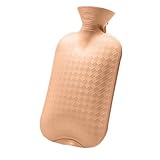 Klassische Wärmflasche Nachfüllbarer Handwärmer Großes Fassungsvermögen für Heiß-/Kaltanwendung Geeignet für den Innen- und Außenbereich(Apricot)