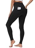 GEMZIX Damen Kühlende Jeggings Stretch High Waist Butterweiche Sport Leggings Leicht Blickdicht Wanderhose Sporthose Lang mit Taschen Yogahose für Gym Fitness Alltag, Schwarz, L
