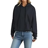 Pullover Damen Herbst Elegant Weite Ärmel Baumwolle Damen Sweatshirt Mit Kapuze Große Größen Longpullover Colorblocking Langarmshirt Dicke Hoodie Taschen Sweatshirts Thermo Kapuzenpullover Langarm
