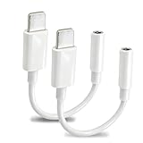 SRLWMYI 2 Pack Kopfhörer Adapter, Klinke auf Lightnning Adapter 3,5 mm Aux Audio Adapter kompatibel mit iPhone 14/13/12/11/XR/XS/X/8/7, unterstützt alle iOS-Systeme