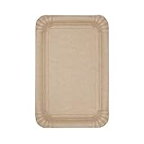 ECOCLEO® Eco PAPPTELLER Eckig 13x20 cm | 100 Stück | Teller aus Frischfaserkarton | Einwegteller biologisch abbaubar | Öko Papierteller Ideal für Grillen Geburtstag und Party | Farbe Kraft Braun