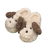 LIXSAZSE Verspieltes und gemütliches lustiges Paar Frosch Baumwollschuhe für warme Füße, modisches lustiges Paar, schöne Frosch Hausschuhe, Plüsch Hausschuhe, cremefarben, 42 43