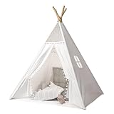 Takezuaa Tipi Zelt für Kinder,Drinnen Tipi Spielzelt für Kinder,Polyester Kinderzelt,Waschbar Kinderzelt für Drinnen,Spielzelt für Mädchen & Jungen Spielzeug,Kinderzimmer Dekor