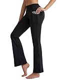 CAMBIVO Yogahose Damen Lang, Schlaghose Damen Jazzpants, Bootcut Jogginghose Freizeithose Sporthose Straight Bein mit Taschen für Yoga, Fitness, Casual