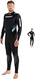 Cressi Castoro Man Monopiece Wetsuit - Tauchanzug für Herren, Neopren 5 mm, Schwarz/Blau, XL