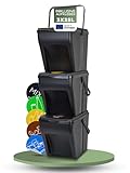 Novaliv Mülltrennsystem Set - 3x 25L Mülleimer Trennsystem - Mülleimer 4 Fächer - Mülltrennsysteme stapelbar - Mülltrennung Recycling Behälter - Abfalltrennsystem - Müll Organizer Müllsortierer