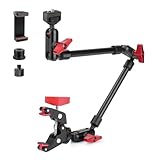 JEBUTU 22'/56cm Magic Arm mit Super Clamp, 360° Flexibel Kamera Tischstativ & Klemme, Overhead Stativ Handy, Gelenkarm Tisch Halterung mit 1/4'-Gewinde für Kamera, Webcam, Mikrofon - schwarz rot