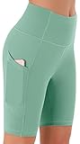 Persit Kurze Sporthose Damen, High Waist Radlerhose Sport Shorts Sommer Cycling Bike Leggins schwimmbadgrün S