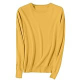 Damen Strickpullover Langarm: Knit Sweater Rosa Basic Langarmshirt Elegant Rundhals Sweatshirt Einfarbig Kaschmir Winterpullover Bequem Strickpulli Lose Leicht Gestrickte Pulli Winter Sweater