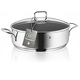 WMF Schmorpfanne 28 cm hoher Rand, Bräter Induktion, Schmortopf mit Deckel 5,0l, Pfanne Induktion, Cromargan Edelstahl beschichtet, backofengeeignet, antihaftbeschichtet, hoher Rand