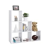 VASAGLE Treppenregal, Bücherregal, Stufenregal, Standregal, mit 6 Würfeln, Leiterregal, als Raumteiler, Würfelregal, freistehend, für Büro, Wohnzimmer, Schlafzimmer, weiß LBC63WT