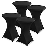 hicoosee 4er-Set Stretch Stehtischhusse, Ø80-85cm Hochwertige Tisch-Überzug Husse für Bistrotisch Stehtisch und Runde Stehtische, Elegante Stretch-Husse für Gartenparty Feier Hochzeit Taufe, Schwarz