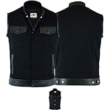 German Wear Denim Motorrad Biker Kutte Weste Bikerweste Motorradweste Stehkragen schwarz 58 Denim+Leder